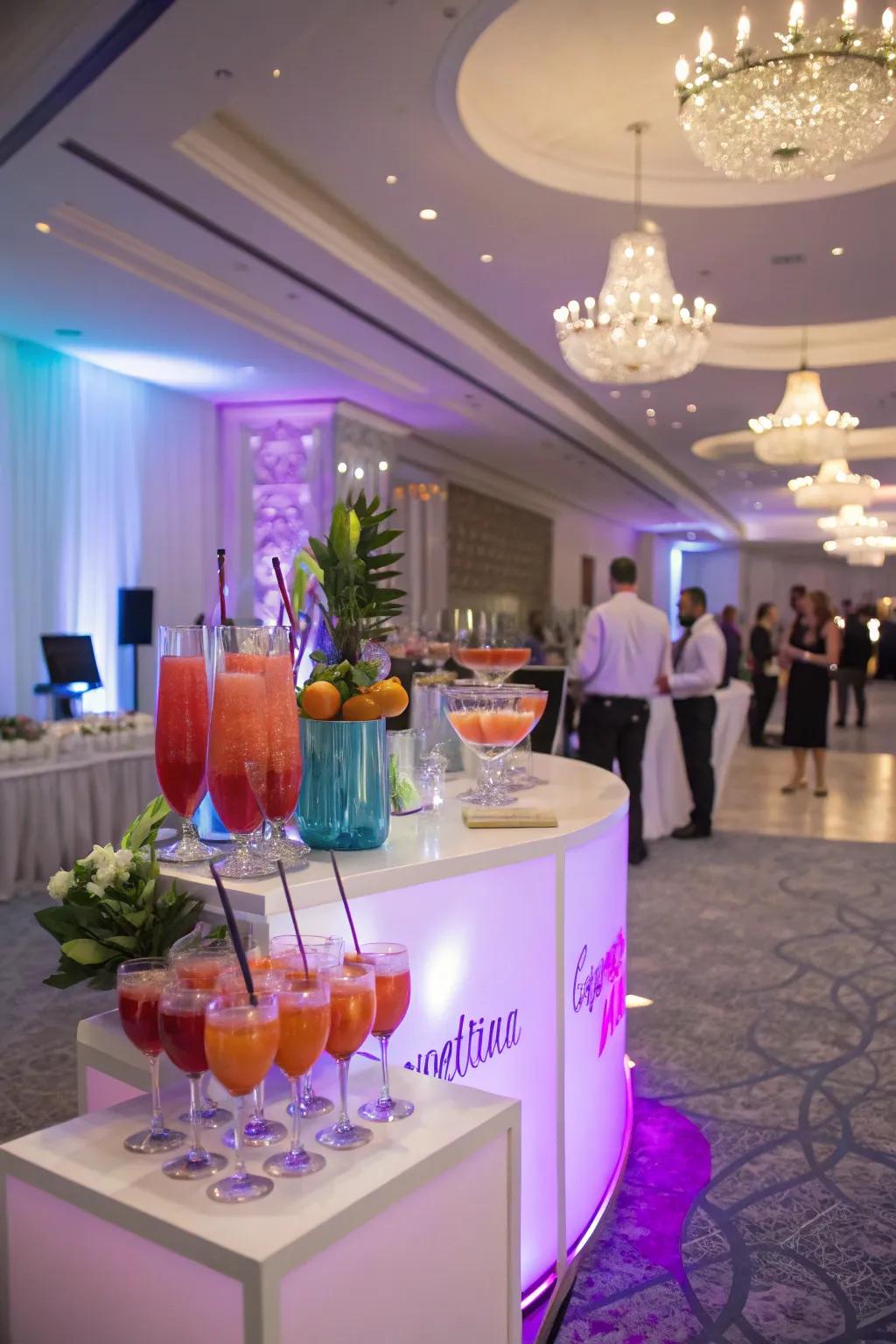 A themed drink station adds flavor and fun to the celebration.