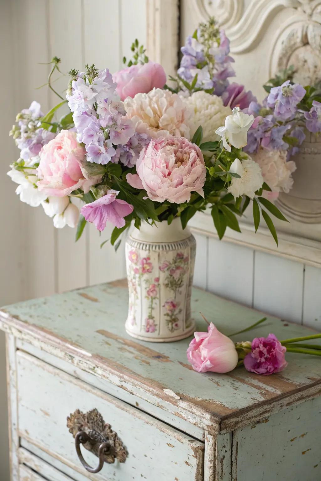 Pastel bouquets deliver a gentle, soothing charm.
