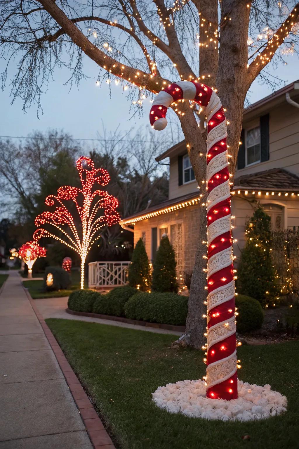 A vicinity peppermint paradise tree disseminates holiday jubilation in the neighborhood.