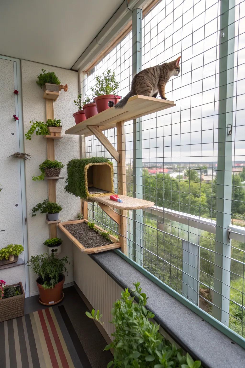 Artistic shelves offer style and adventure for your feline friends.