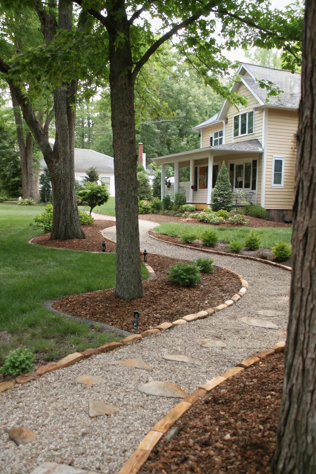 Gravel and mulch are low-maintenance and enhance your yard's texture.