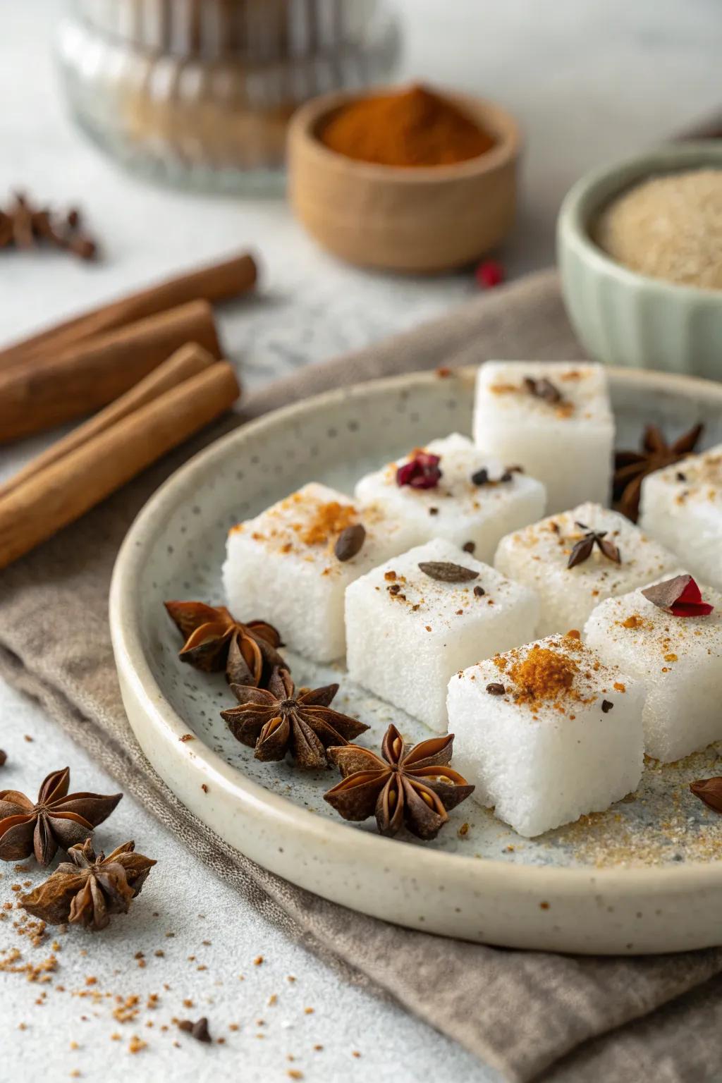 Sweeten your coffee through charming hand-crafted sugar cubes.