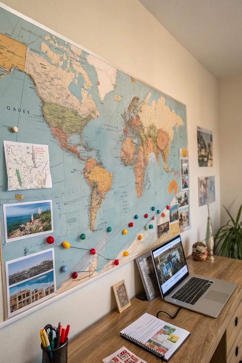 A map wall that inspires travel and adventure