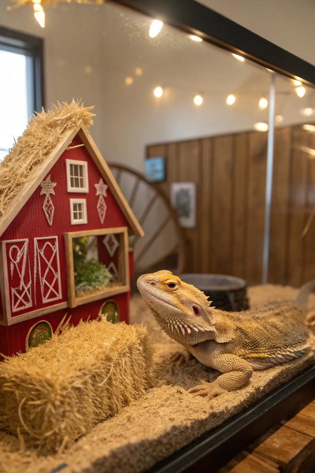 A rustic farmhouse-themed tank bringing countryside charm.