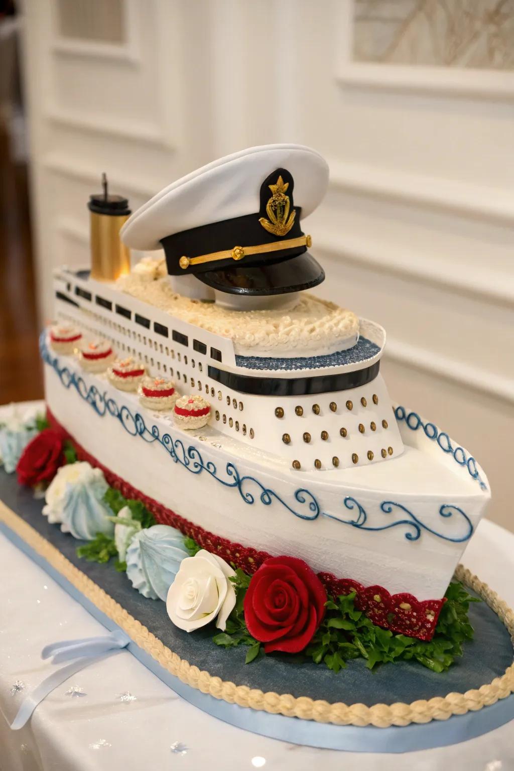 An edible captain's hat makes for a commanding cake topper.