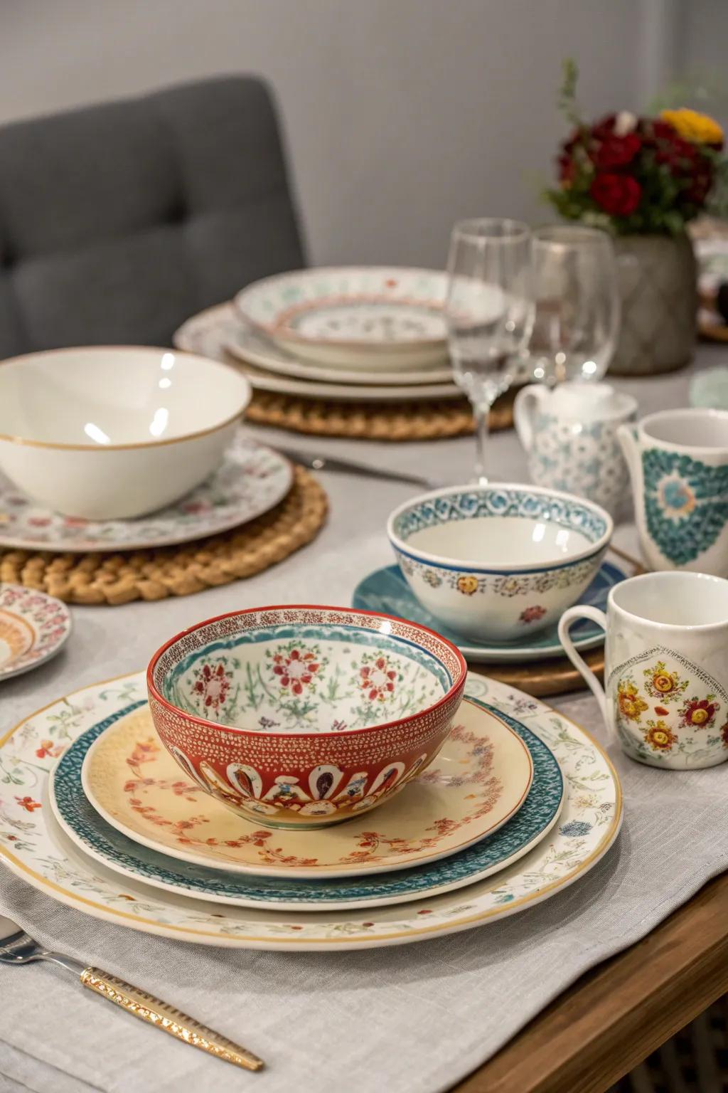 Matching period dinnerware leads to a memorable dining experience.