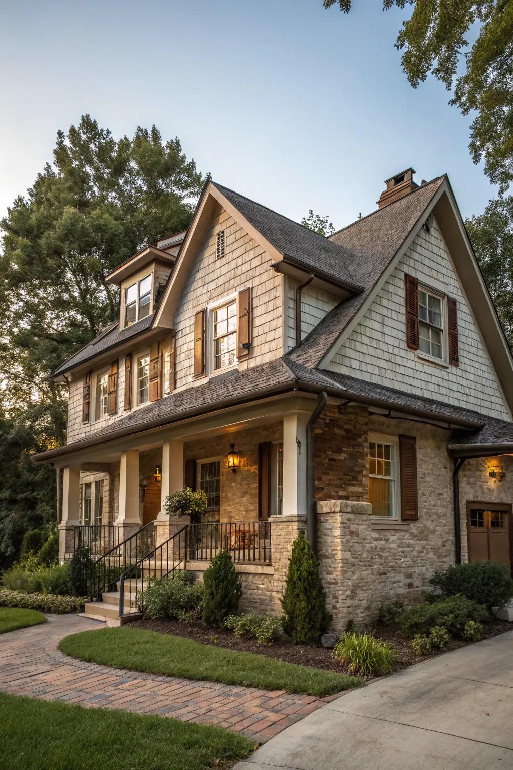 A classic home built with durable materials, exuding timeless charm and resilience.