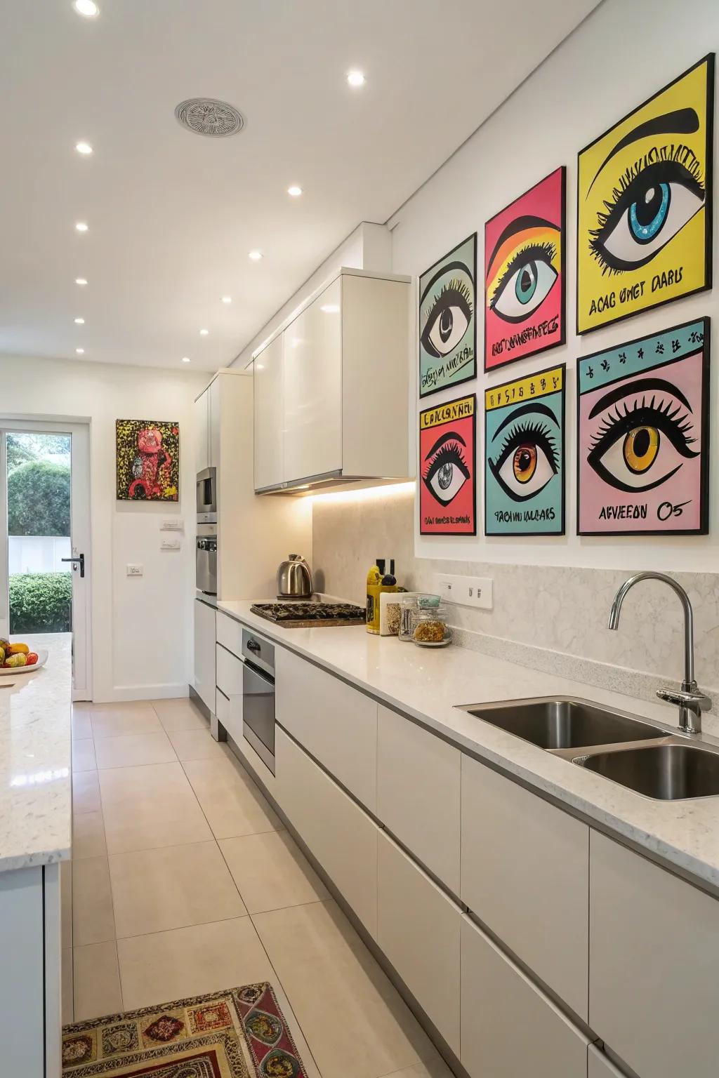 Vibrant pop art eye prints that bring energy and fun to the kitchen.