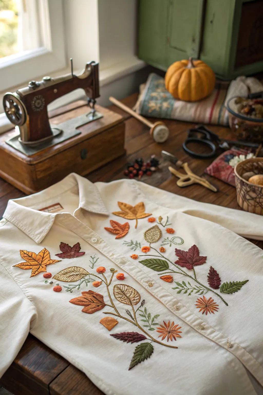 Elegant needlework adds sophistication to autumn fashion.