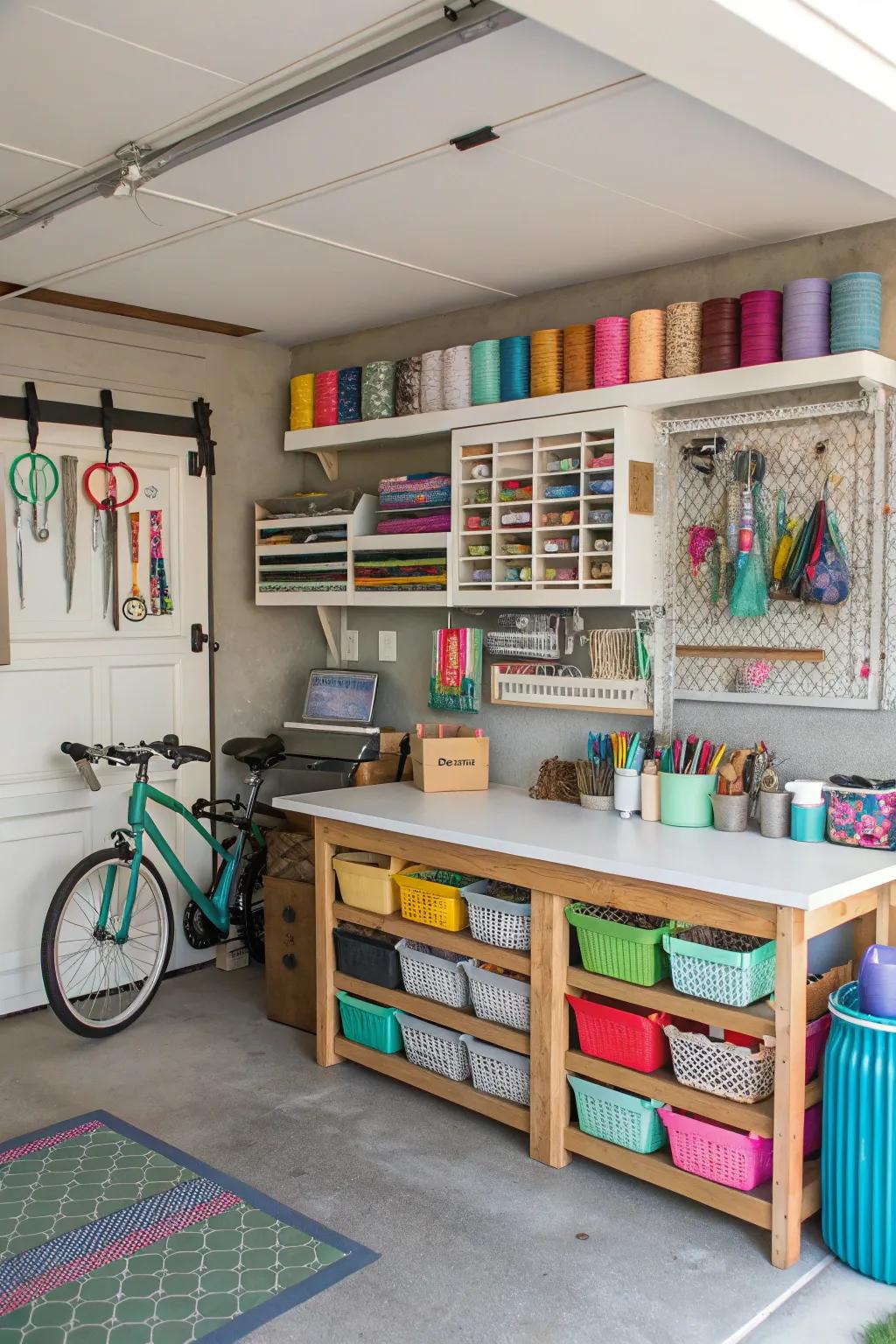 A hobby area provides a dedicated space for creativity and enjoyment.