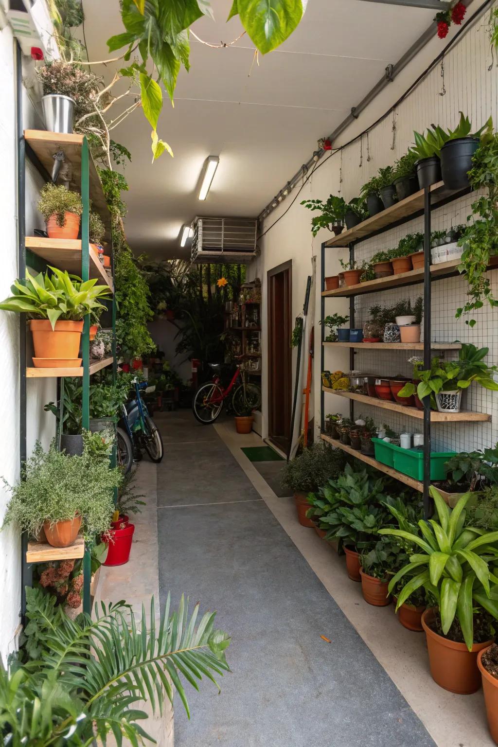 Greenery adds life and vibrancy to your garage.