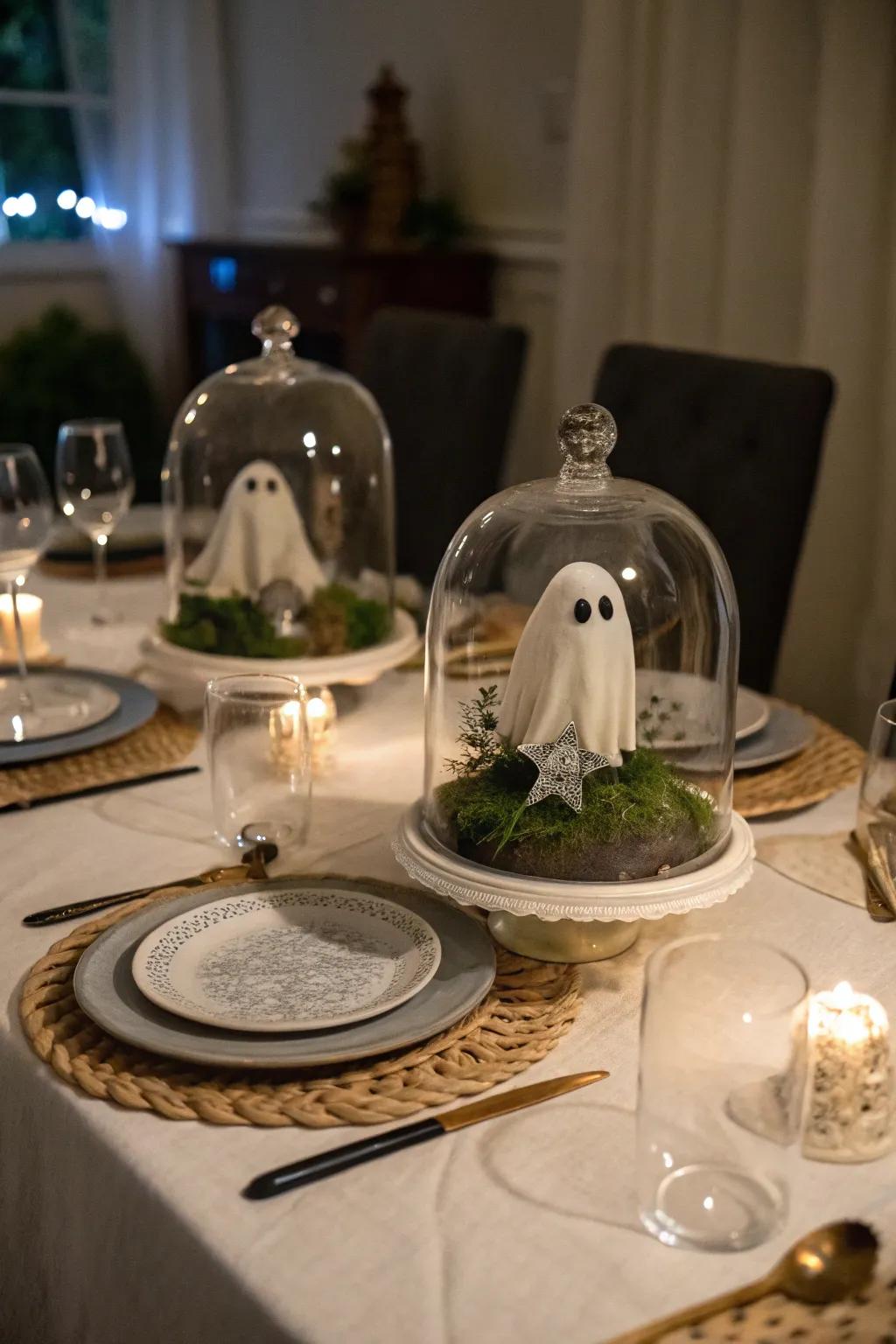 A ghostly centerpiece is an elegant way to celebrate Halloween.