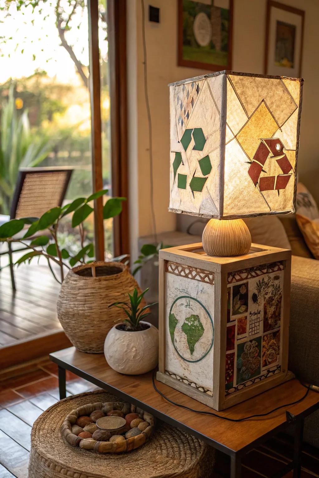 Upcycled art offering sustainable beauty.