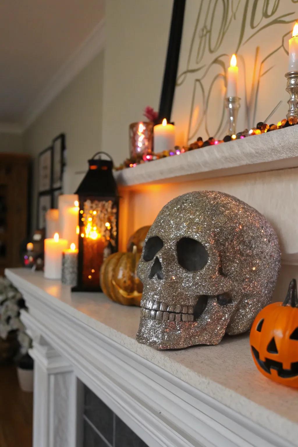 Glittery skull art adds glamour to Halloween