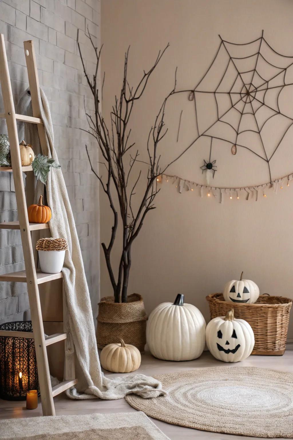 Achieve subtle spookiness with minimalist Halloween decor.