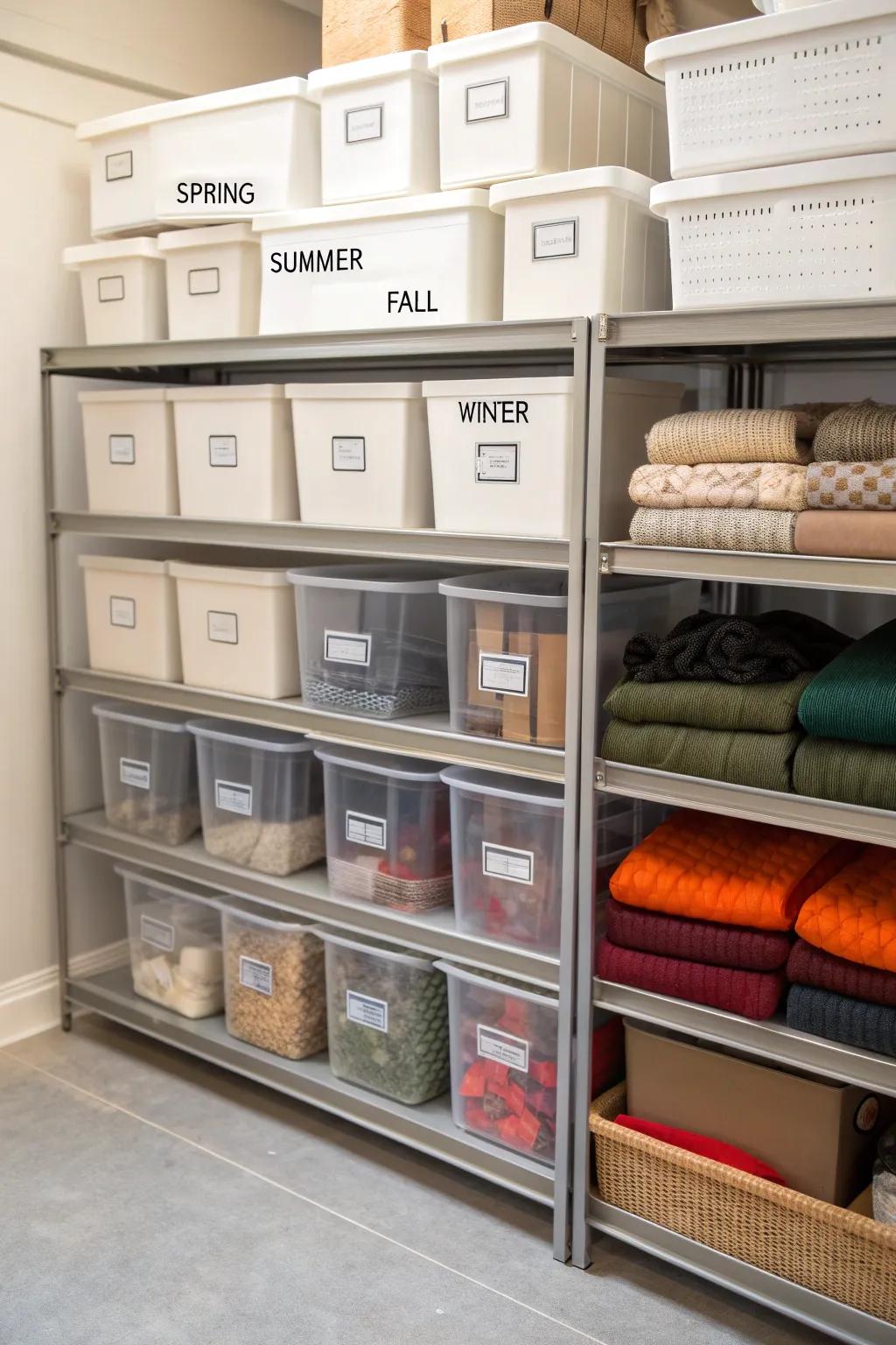 Rotate items seasonally to keep your storage unit functional.