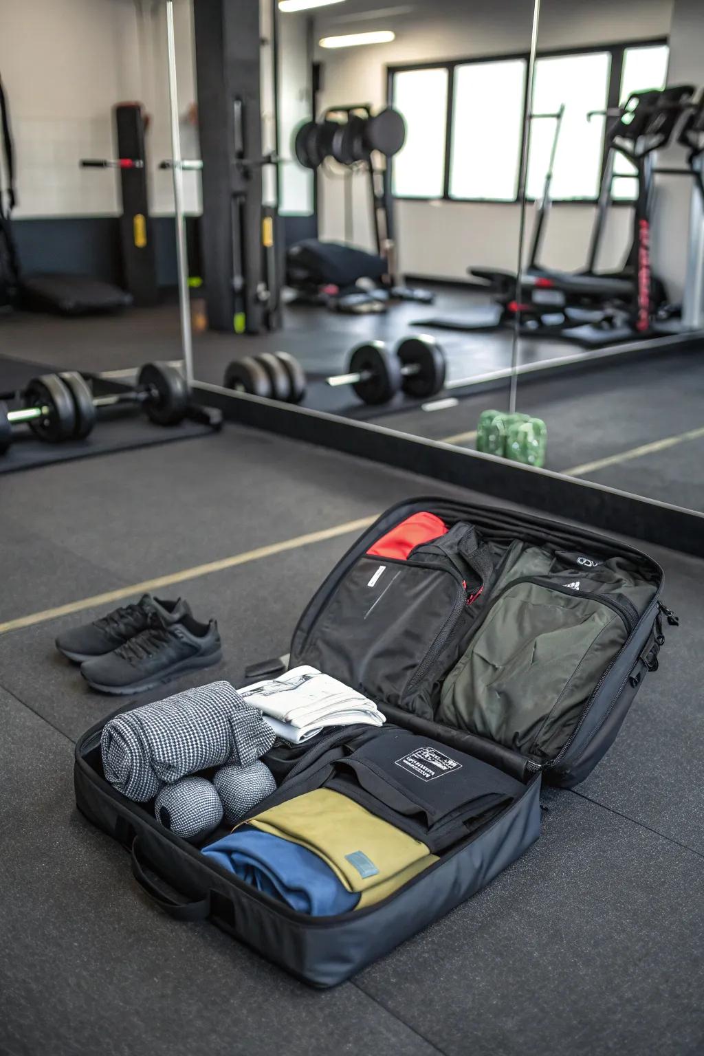 Most-used workout items placed for easy access.