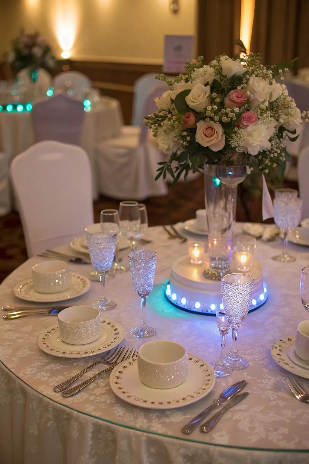 LED light bases render table centerpieces protrude.