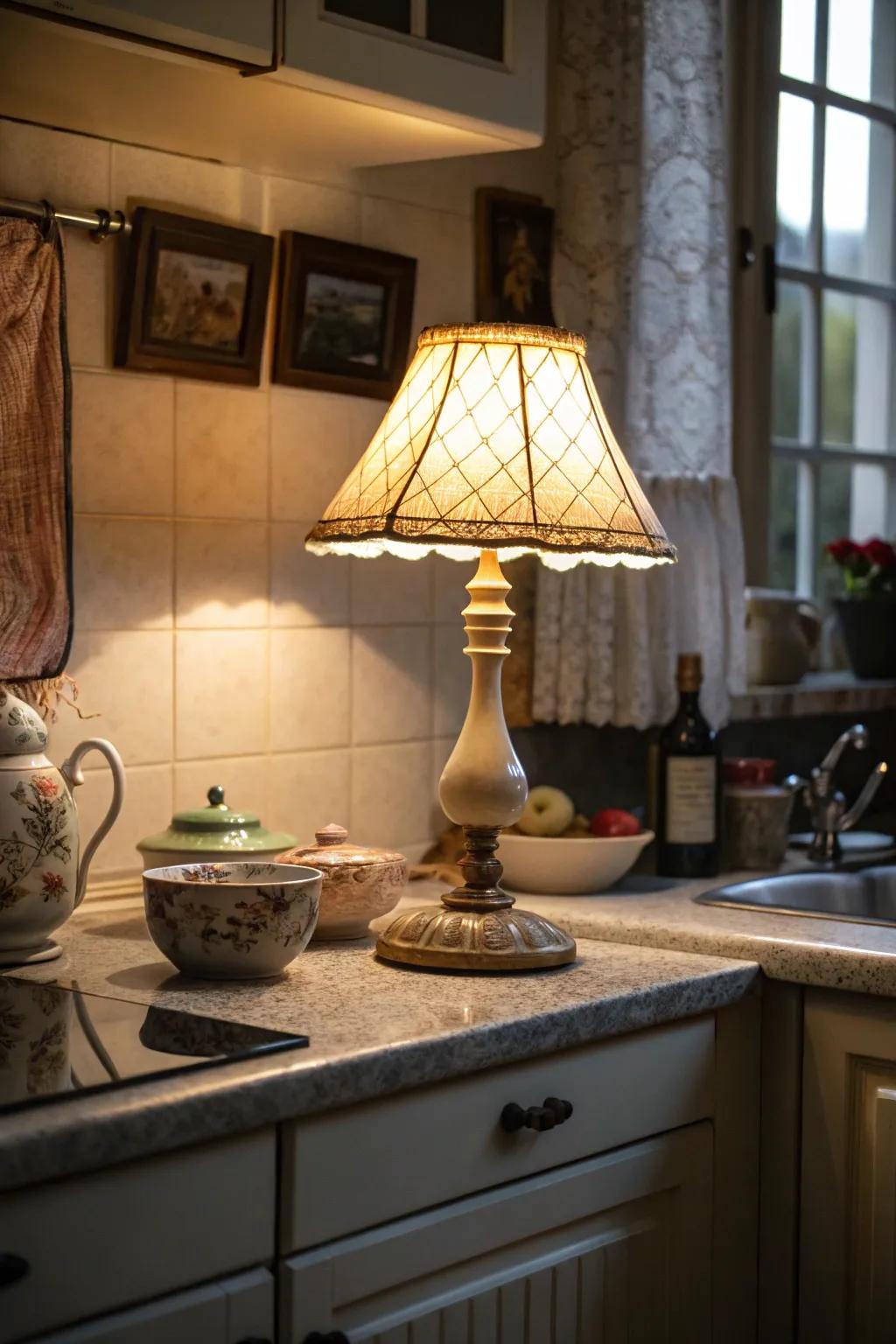 Lighting highlights and enhances your kitchen vignette.