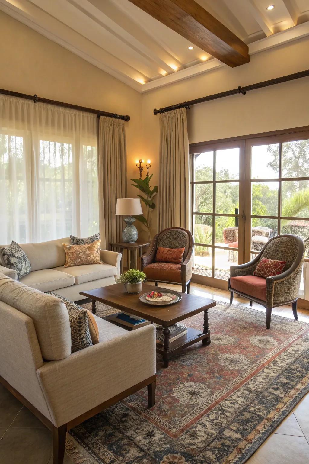 Side chairs can act as subtle dividers in open spaces.