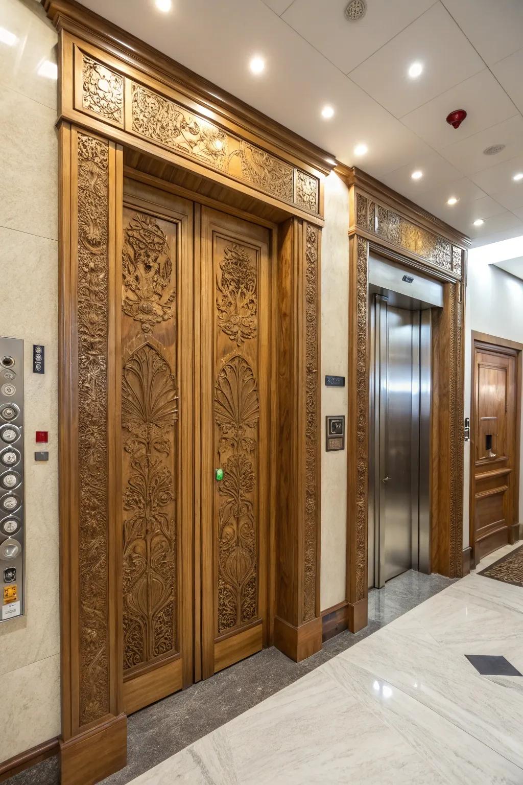 Custom doors add a statement touch to this luxurious elevator.