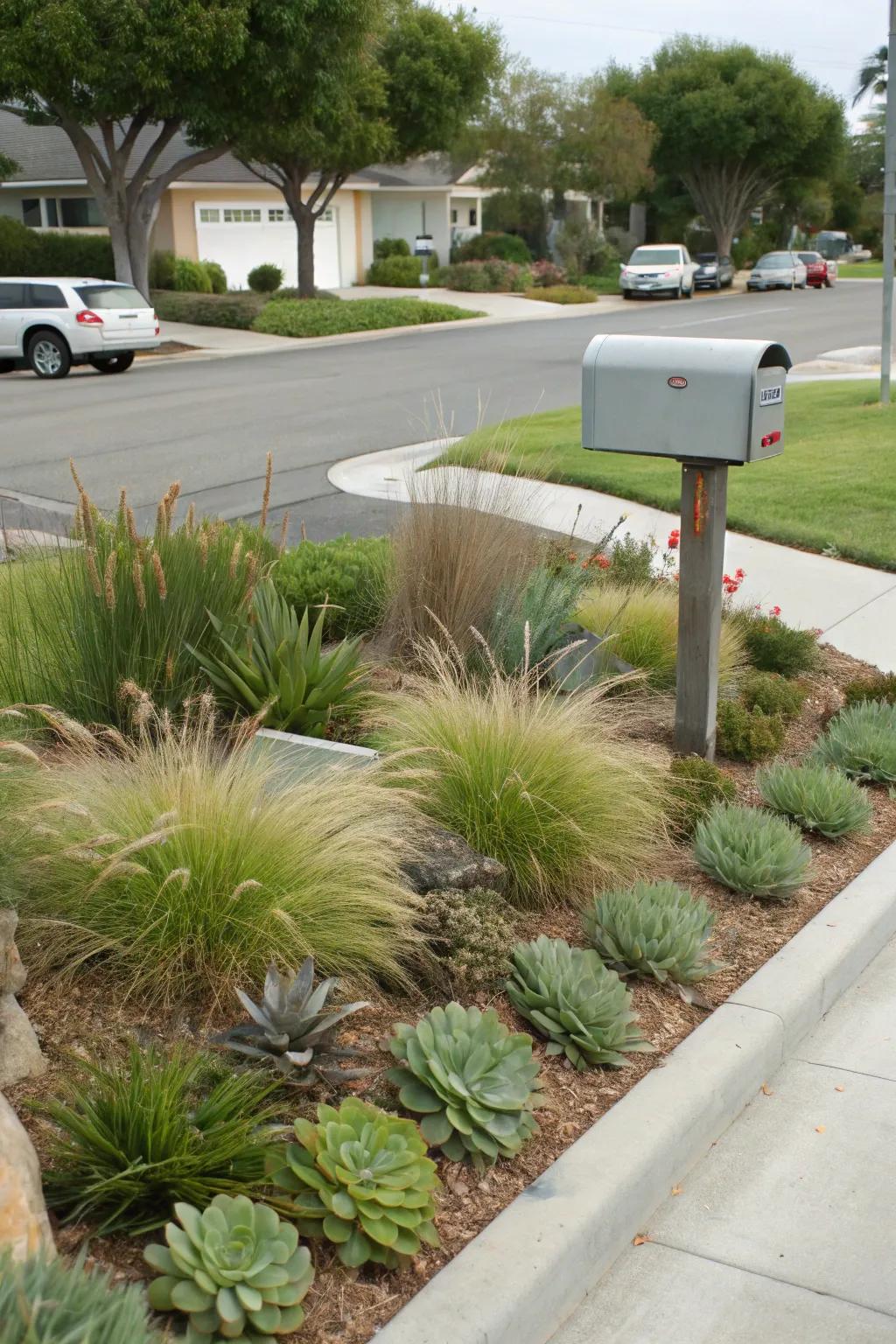 Keep things uncomplicated using low-maintenance plants around your mailbox.