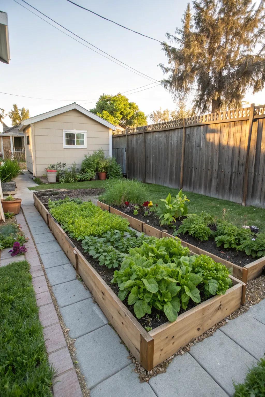 A herb or vegetable patch offers fresh produce and beauty.