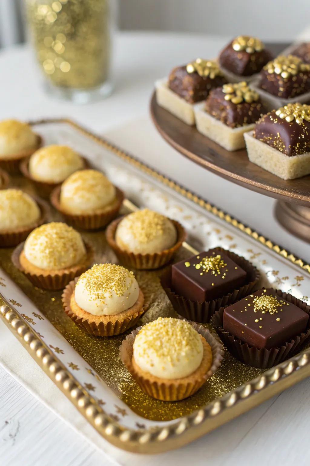 Edible gold-dusted treats that delight both the eye and palate.