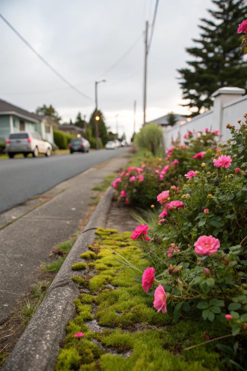 Moss roses add curbside appeal with their bright blooms.