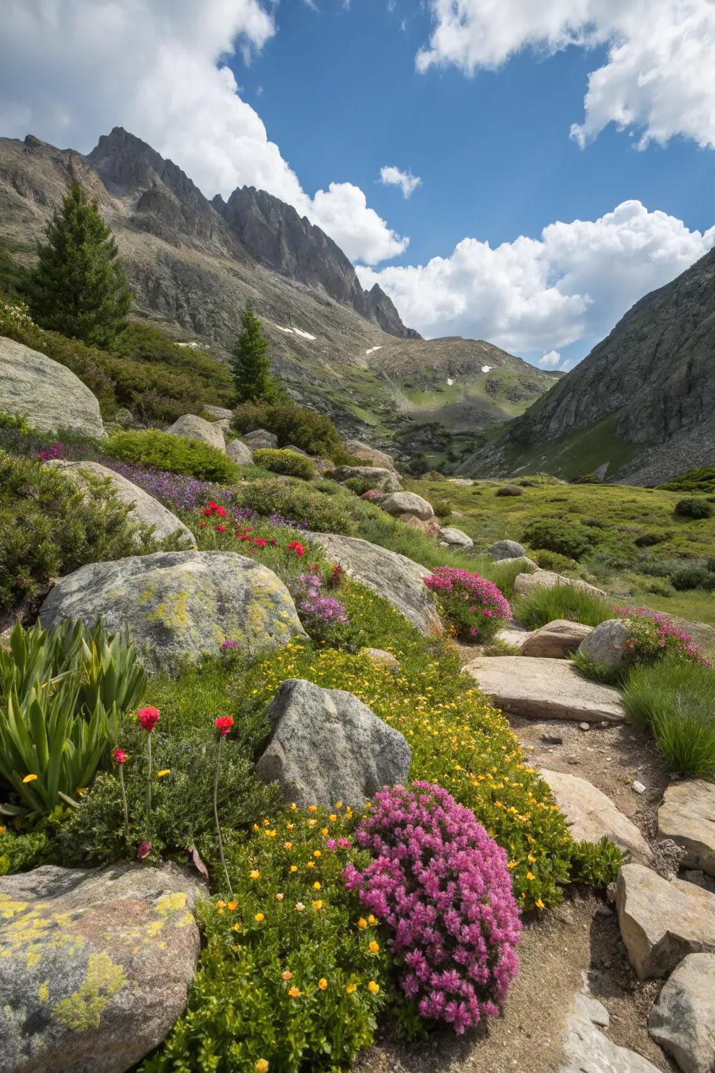 A natural rock garden providing rugged beauty and charm.