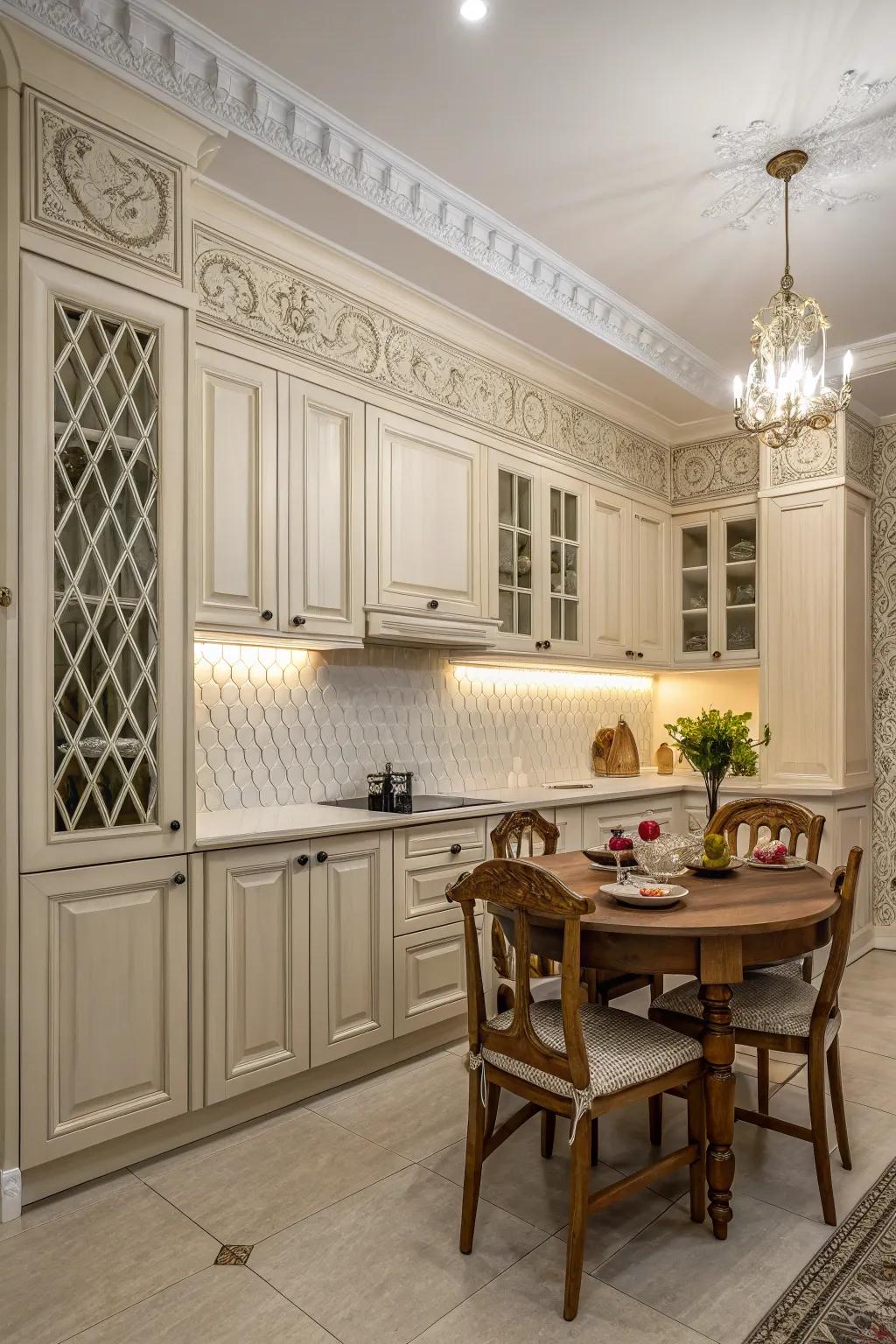 Moldings and wainscoting create a seamless fusion of classic and novel.