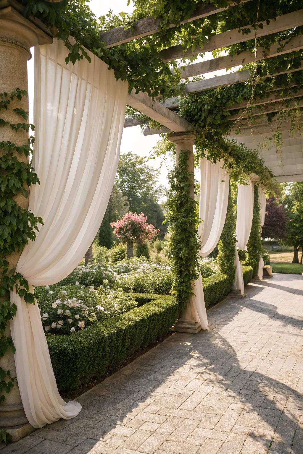 Create a private paradise with pergola drapes.