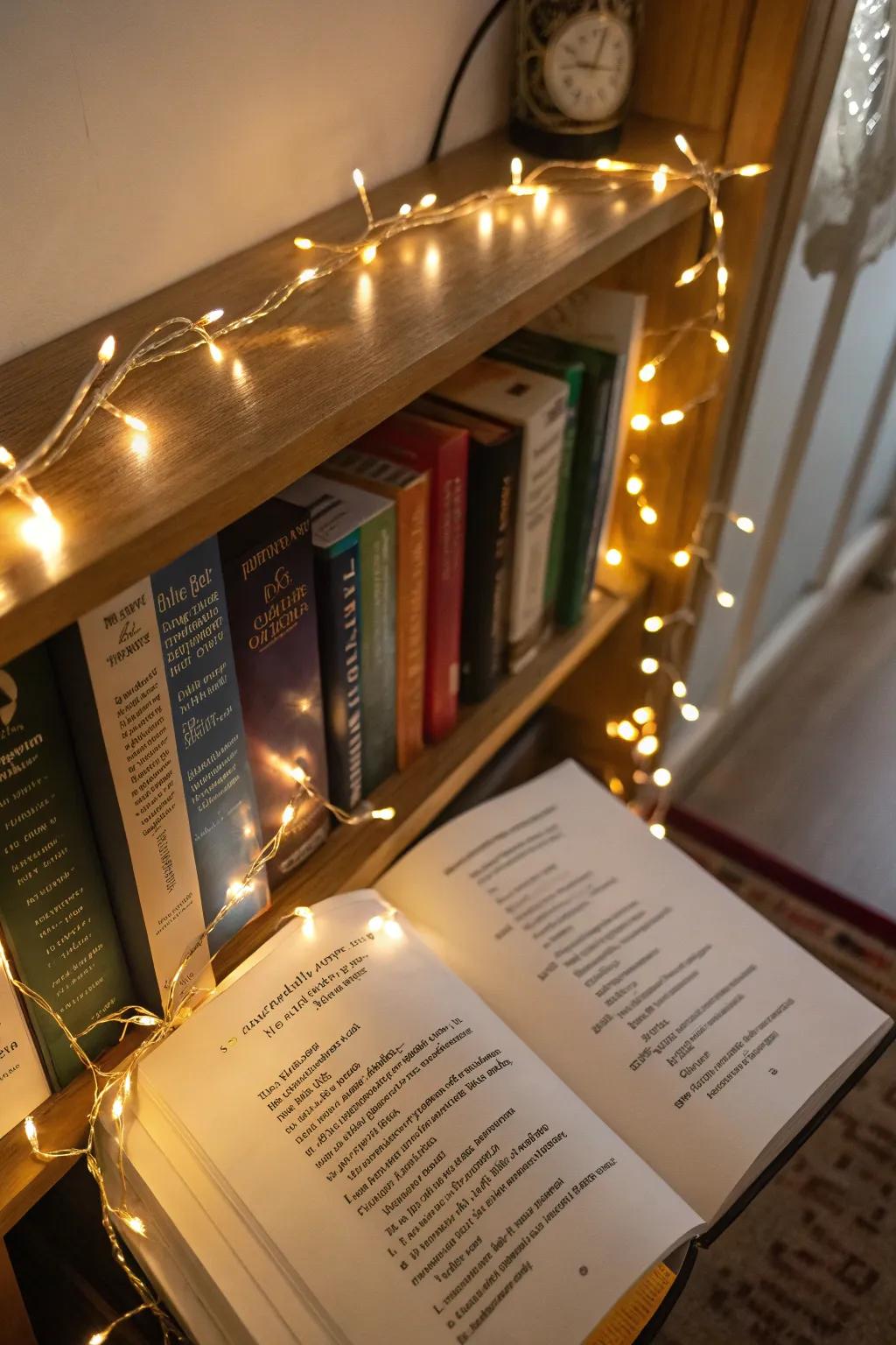 Lighting accents can add a magical feel to poem displays.