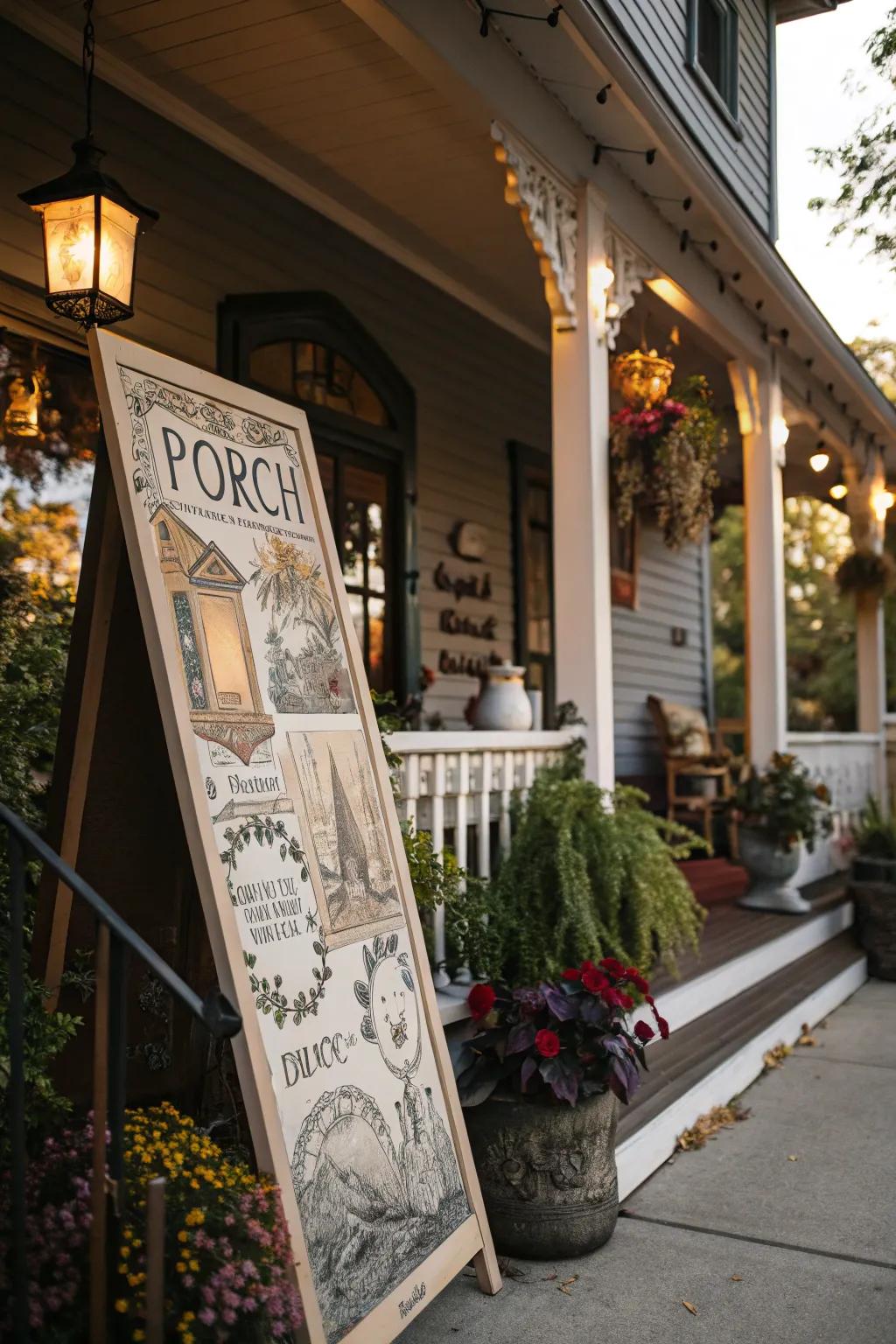 An illustrative art sign that transforms your porch into an art space.