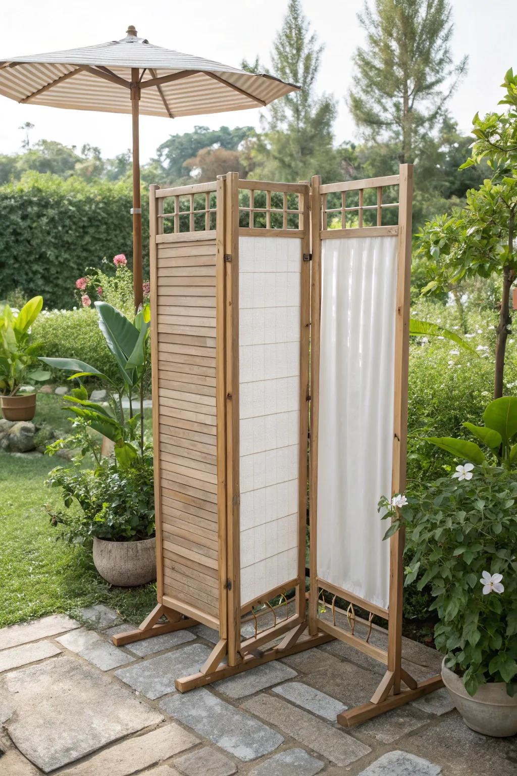 Enjoy flexible privacy with portable trellis screens.