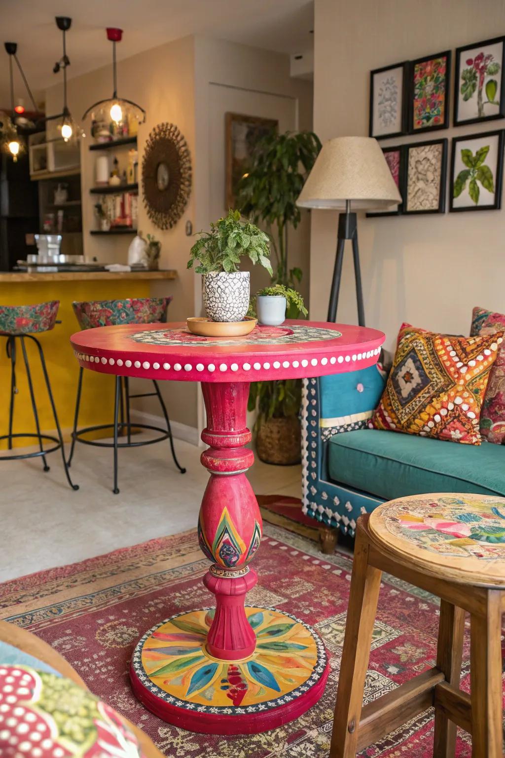 Make a statement with bold and colorful pub tables.