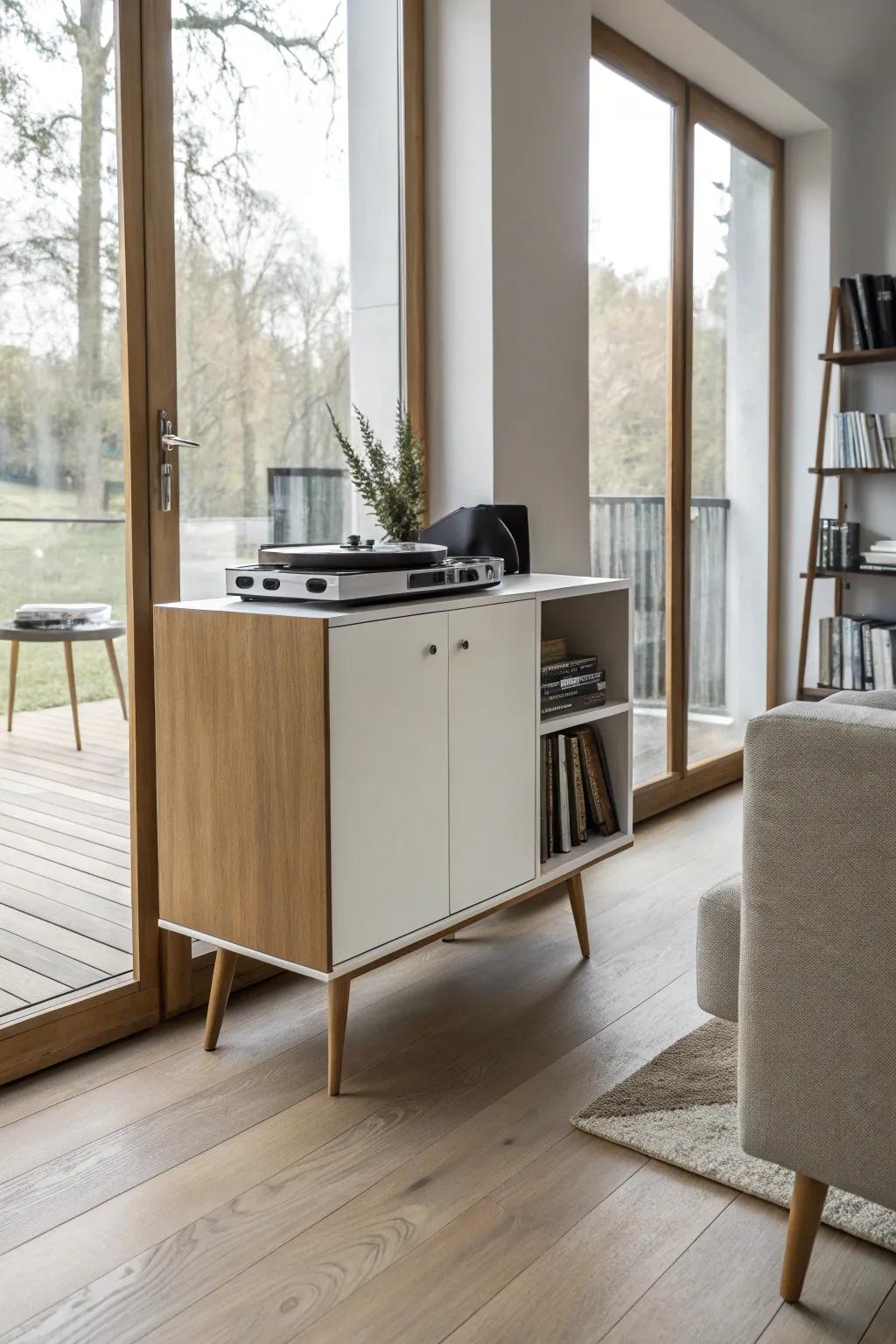 Minimalistic cabinets offer clean lines and simple elegance.