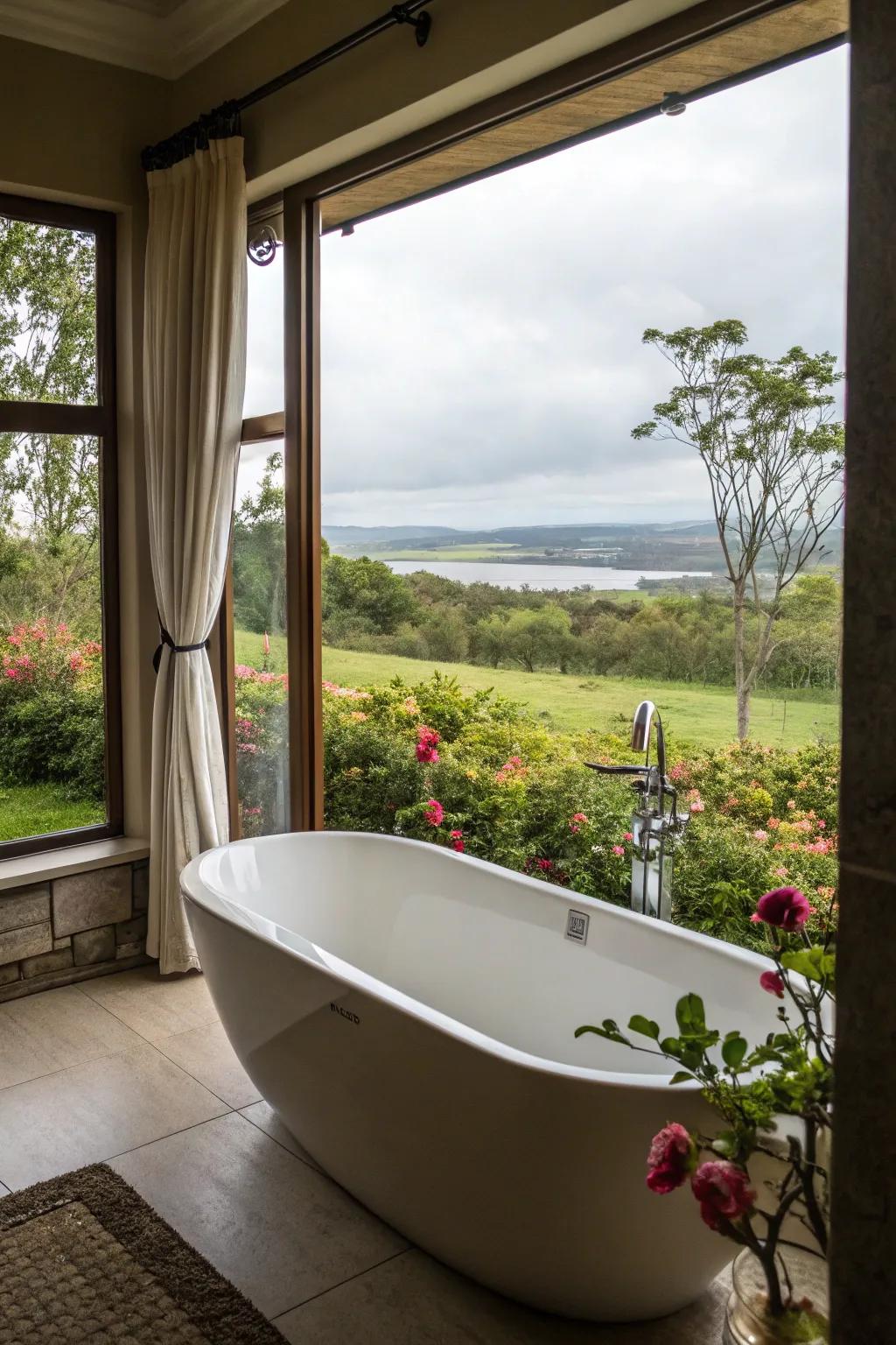 Scenic views bring the tranquility of nature into your bath.