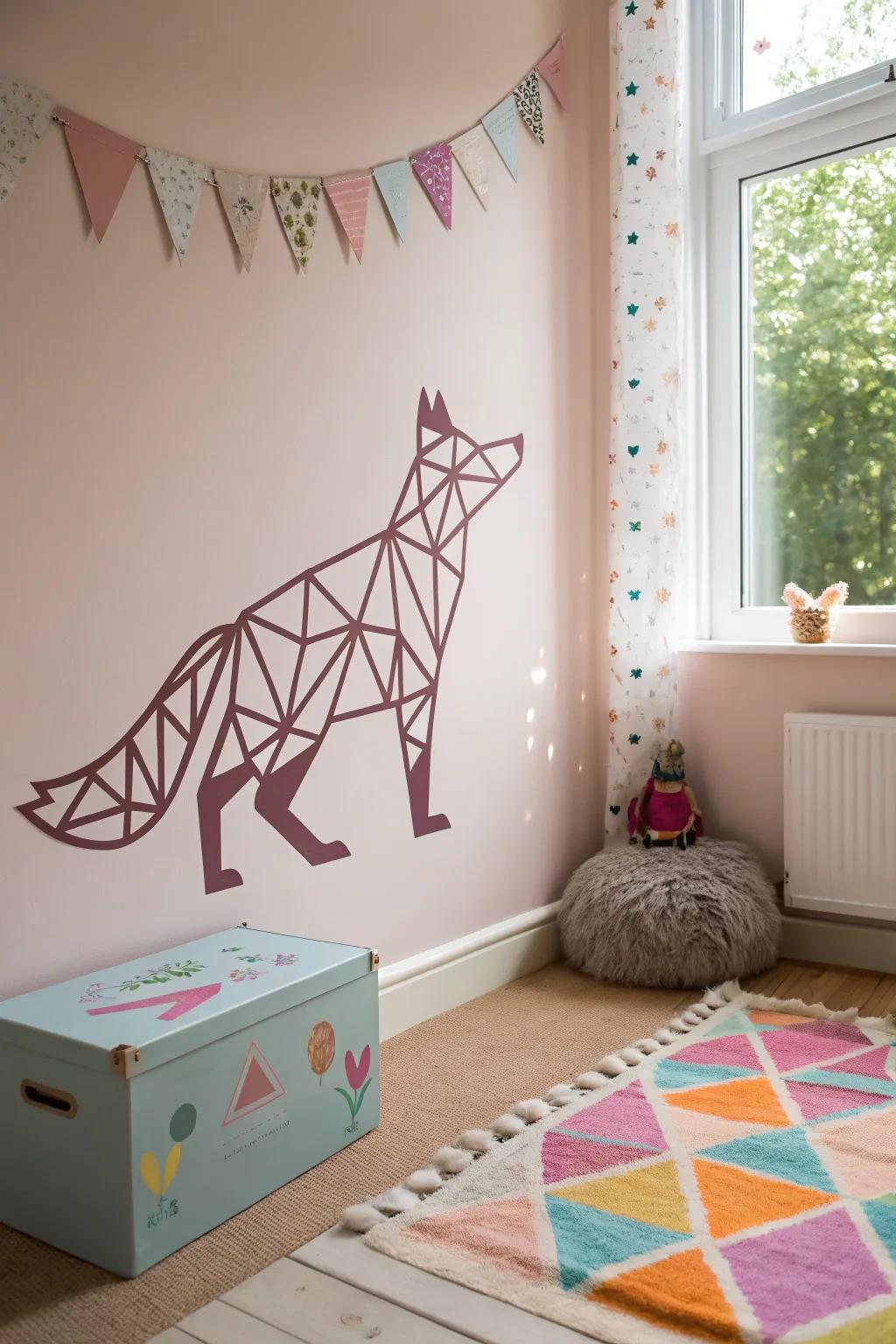 Geometric fox silhouette introduces a fun, contemporary element to a child's room.