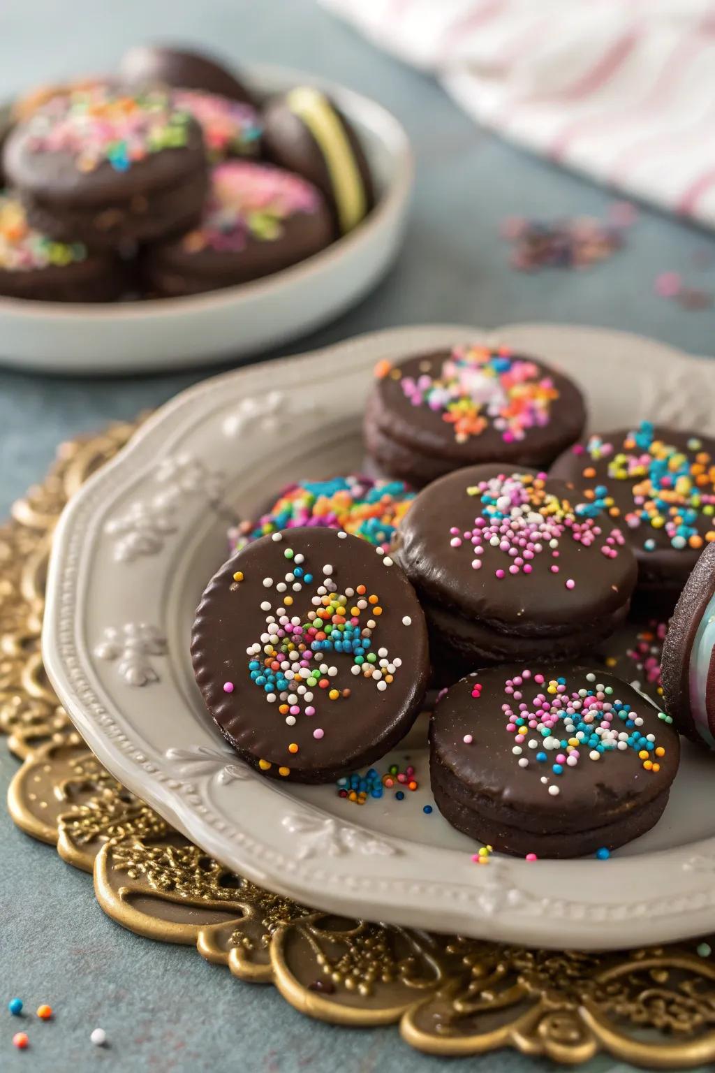 Delicious chocolate-covered Oreos, a simple and delightful treat.