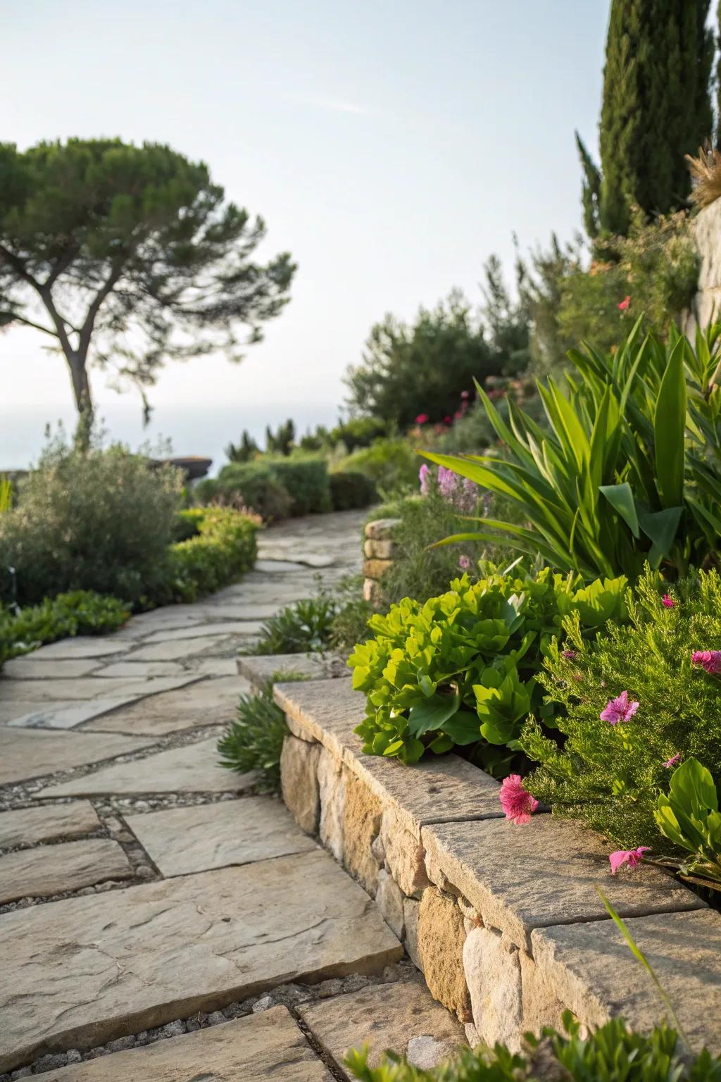 Normal stone pieces give a timeless and exquisite patio deck surface.