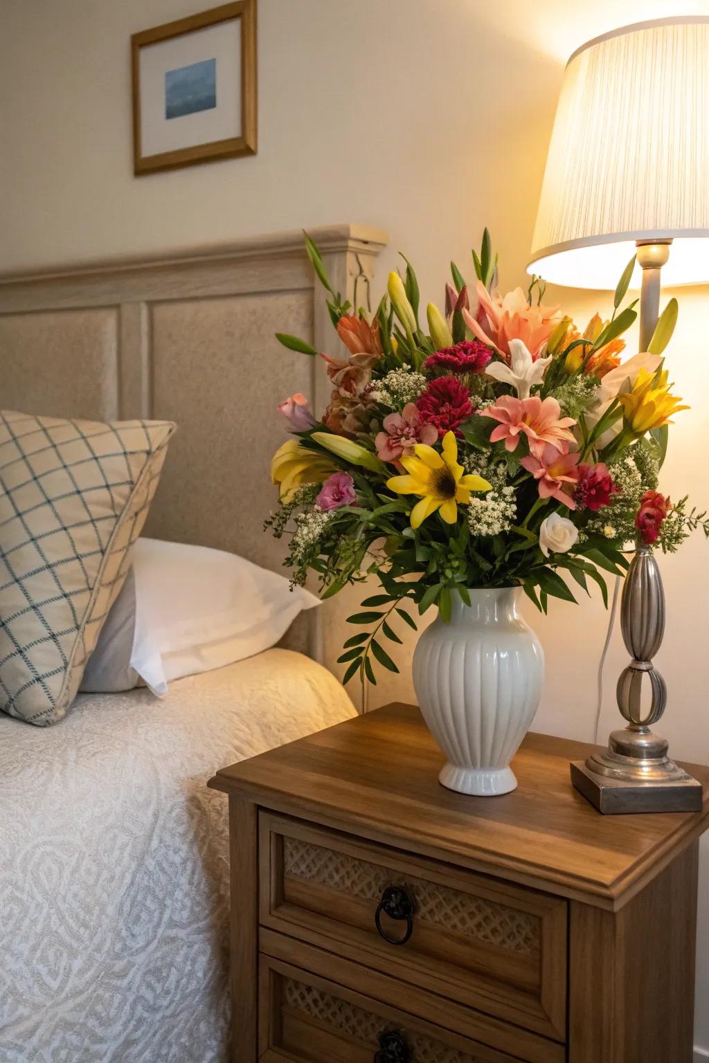 Floral arrangements bring life and freshness.