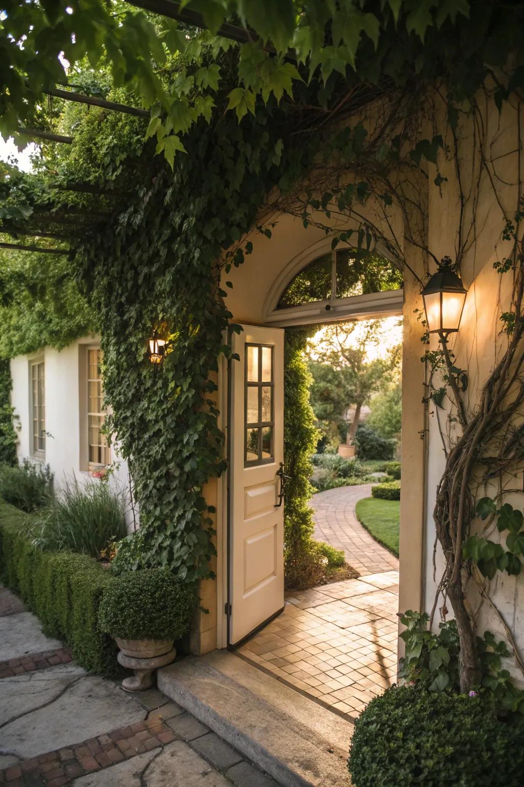 Set the tone with a vine-adorned entryway.