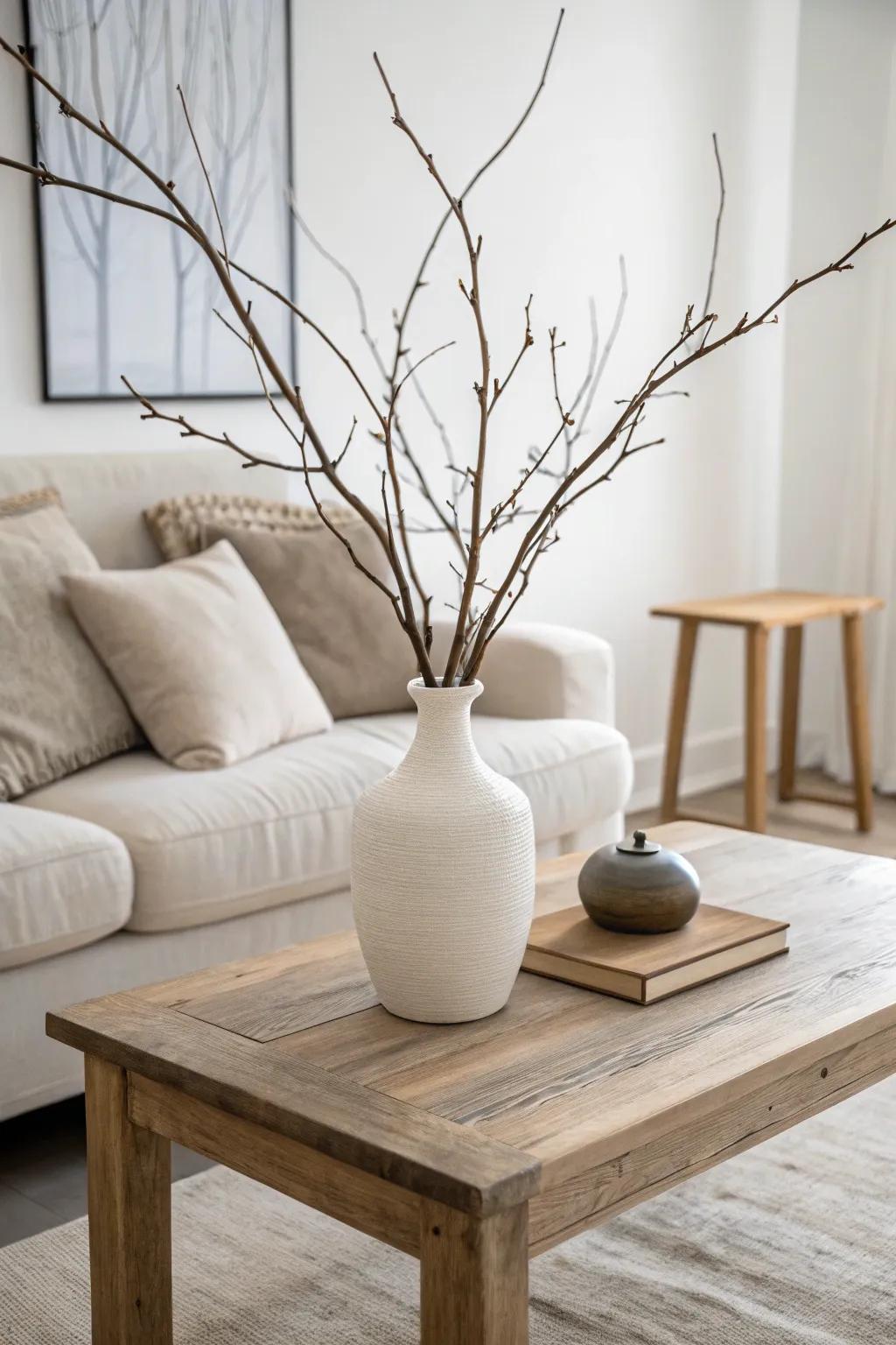 Minimalist decor offers a refreshing and serene holiday atmosphere.