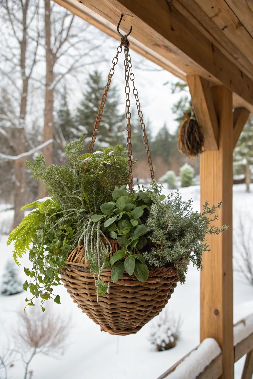 Winter herbs offer fragrance and greenery.