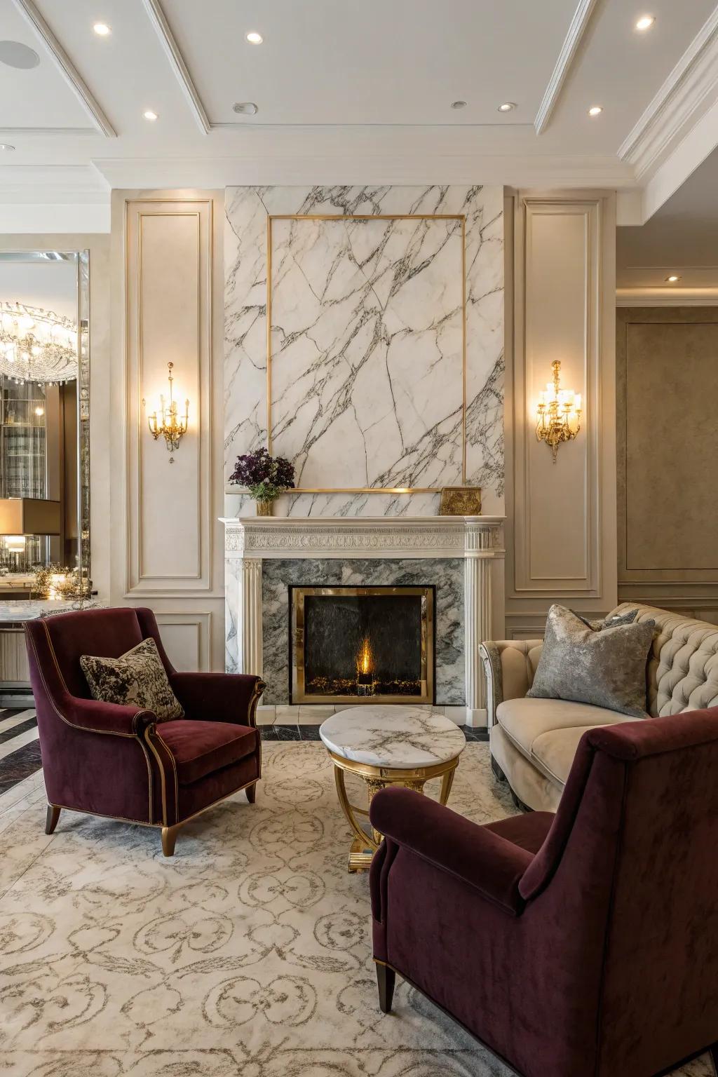 Marble finishes deliver an elegant, sophisticated ambiance.