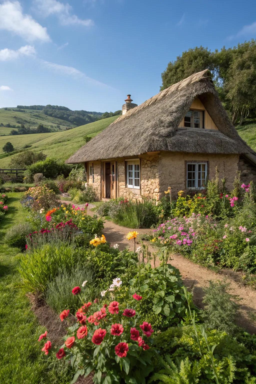 Embrace sustainable living in a straw bale house.