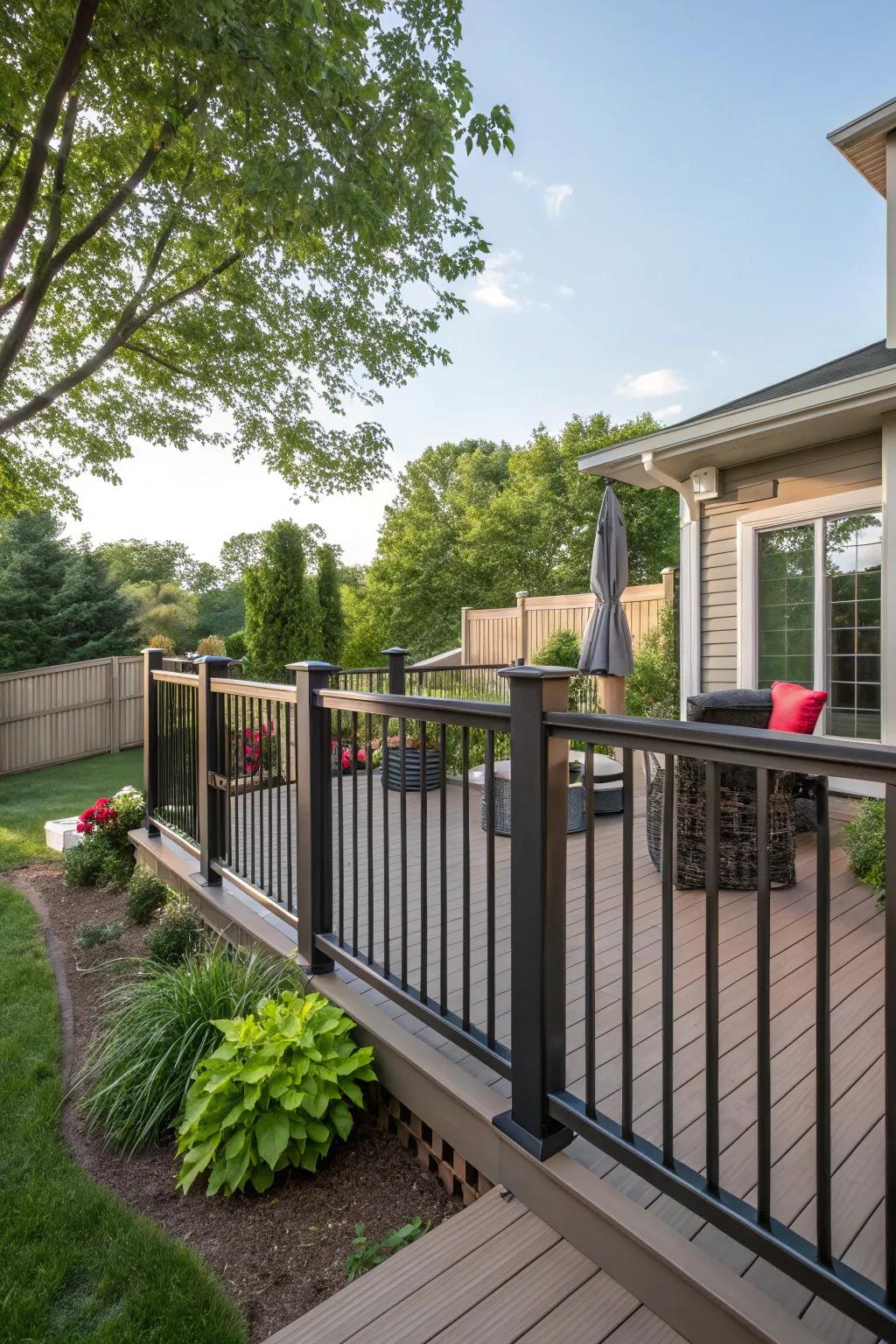 Code-compliant aluminum railings ensuring safety and style.