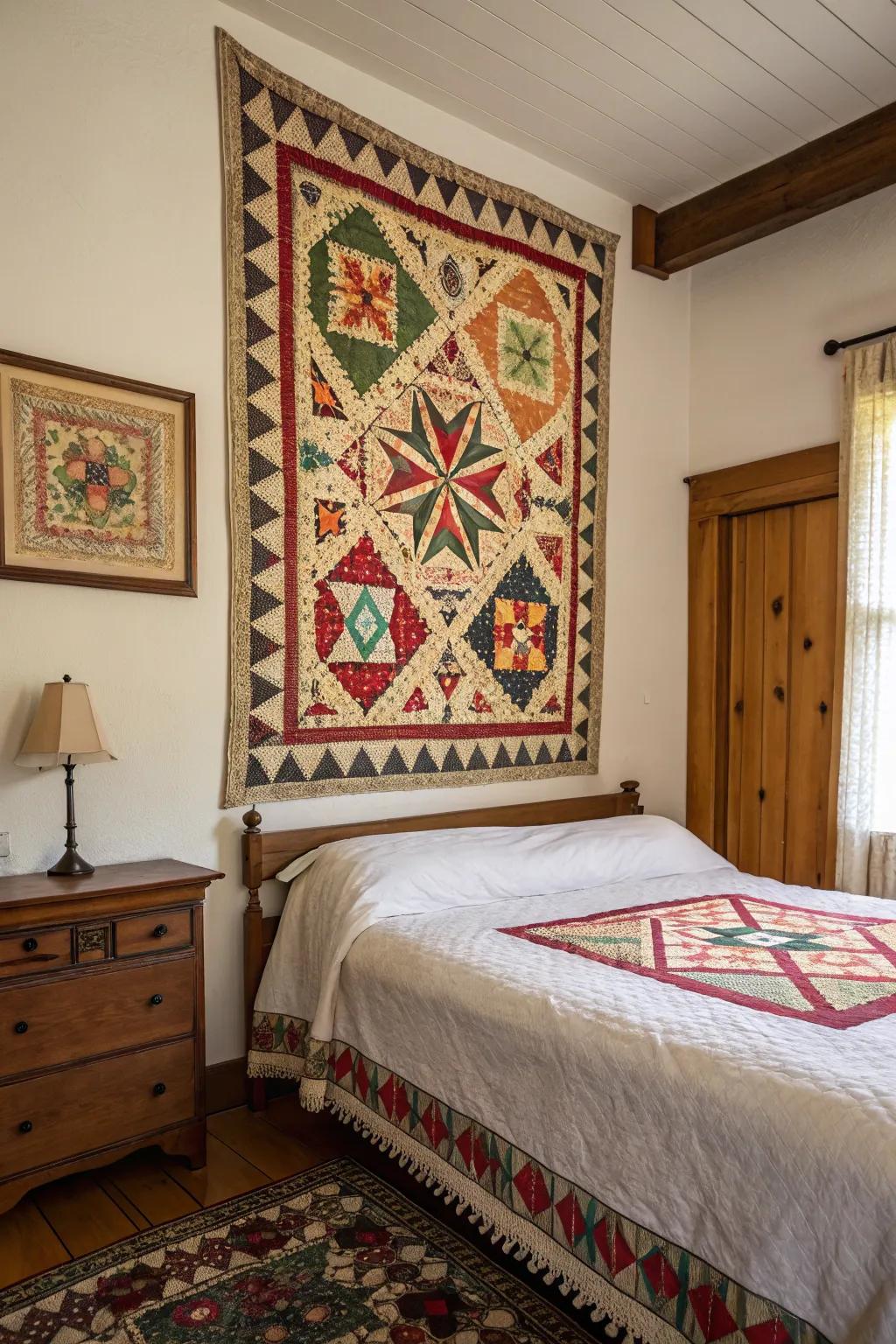 Antique textiles bring warmth and nostalgia.