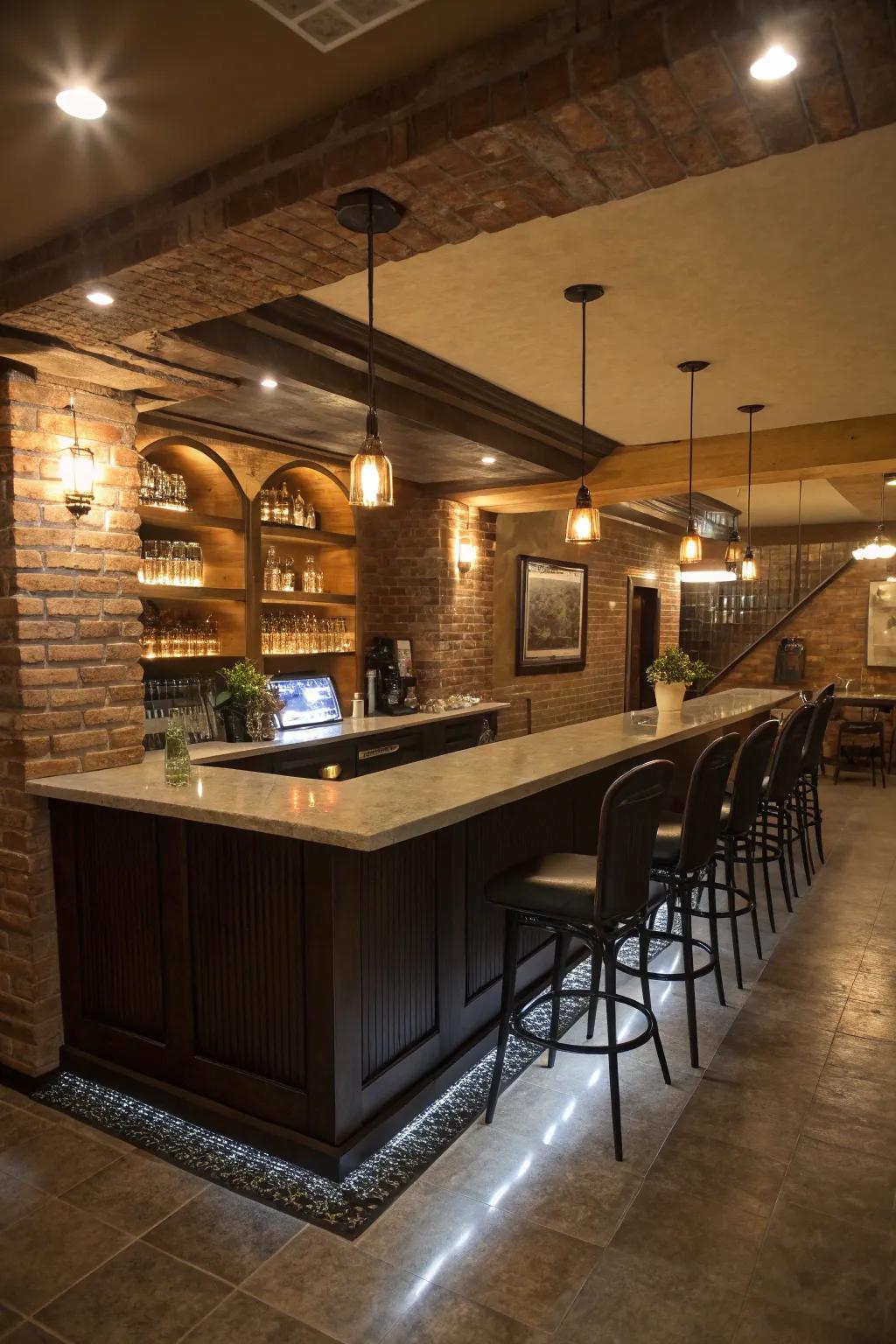 A basement bar that enhances social gatherings.